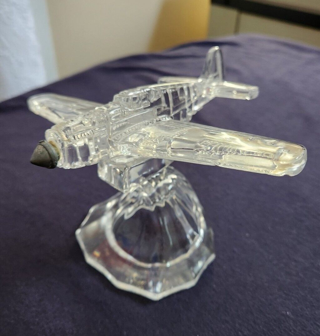 P51 Mustang WWII Crystal airplane by Hofbauer of Germany with Stand