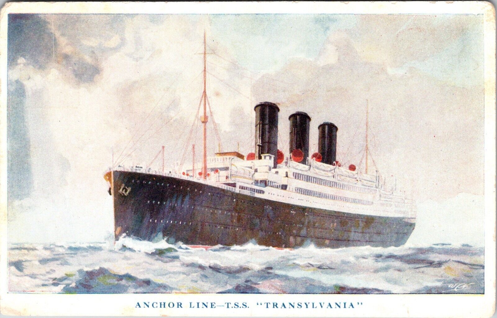 T.S.S. Transylvania British Ocean Liner Postcard Anchor Line Built 1925