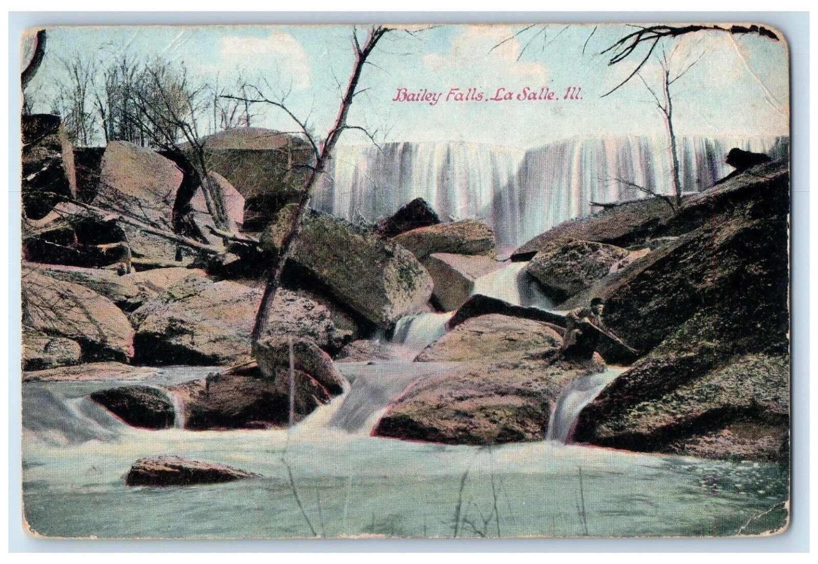 c1910 Scene of Bailey Falls La Salle Illinois IL Antique Unposted Postcard