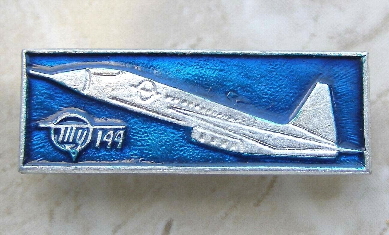 Supersonic jet Pin Tupolev Tu-144 Aircraft Aeroflot Badge Soviet Concorde Blue