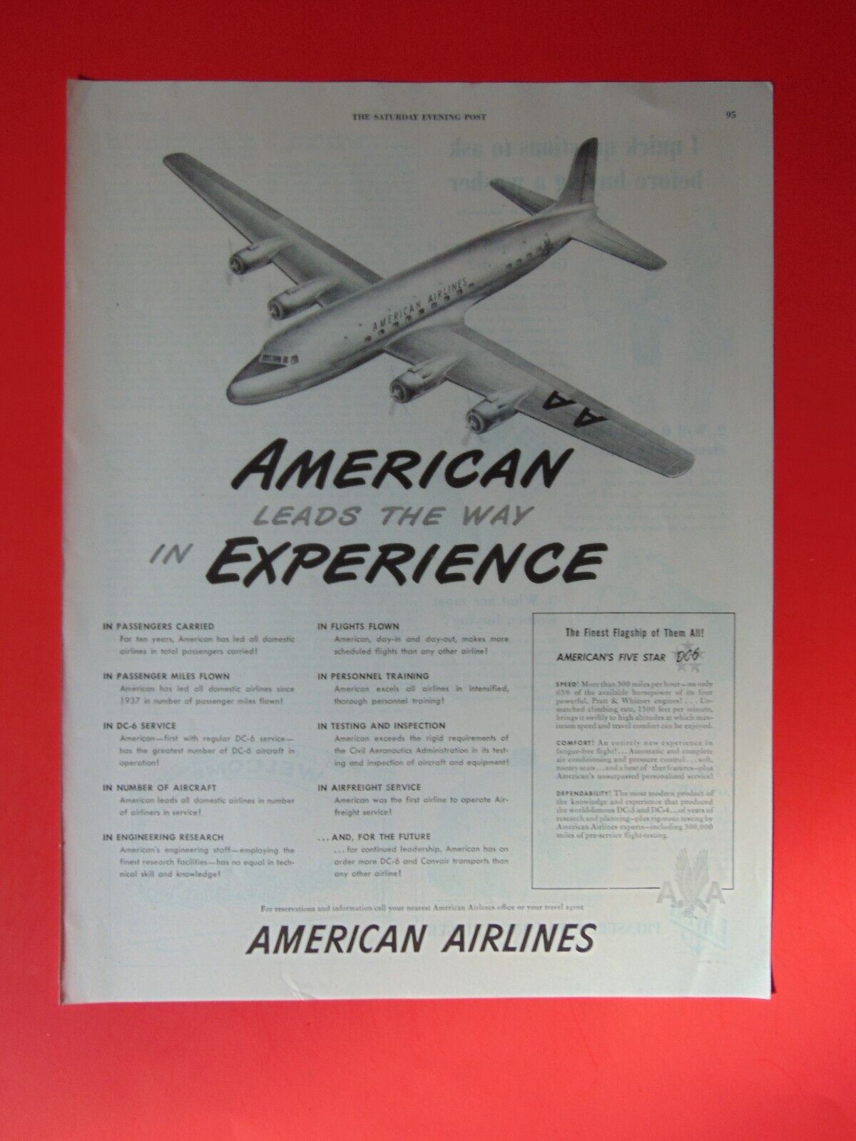 1947 AMERICAN AIRLINES Leads the WAY art print ad