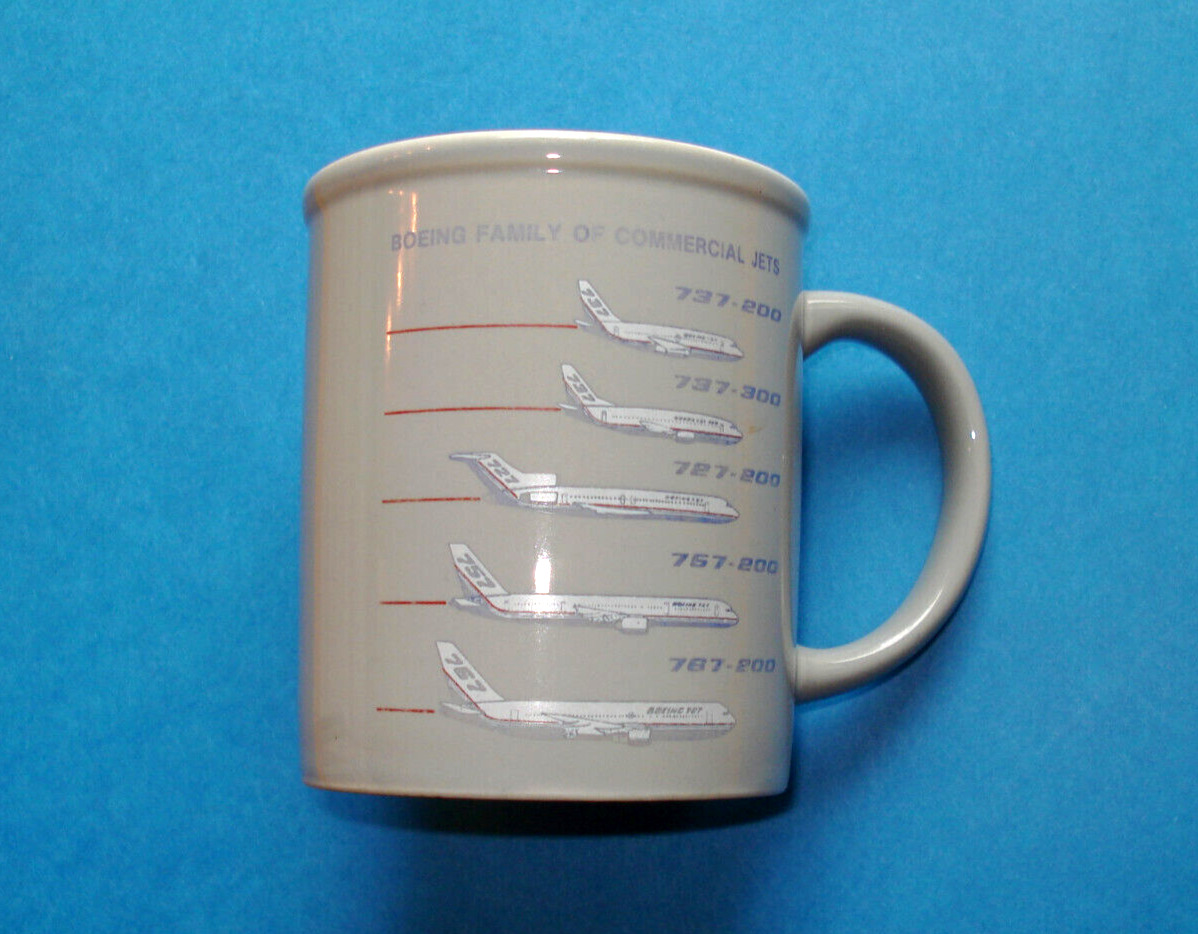 Vintage Boeing Coffee Mug 9 DIFFERENT Commercial Jet Images Very Clean
