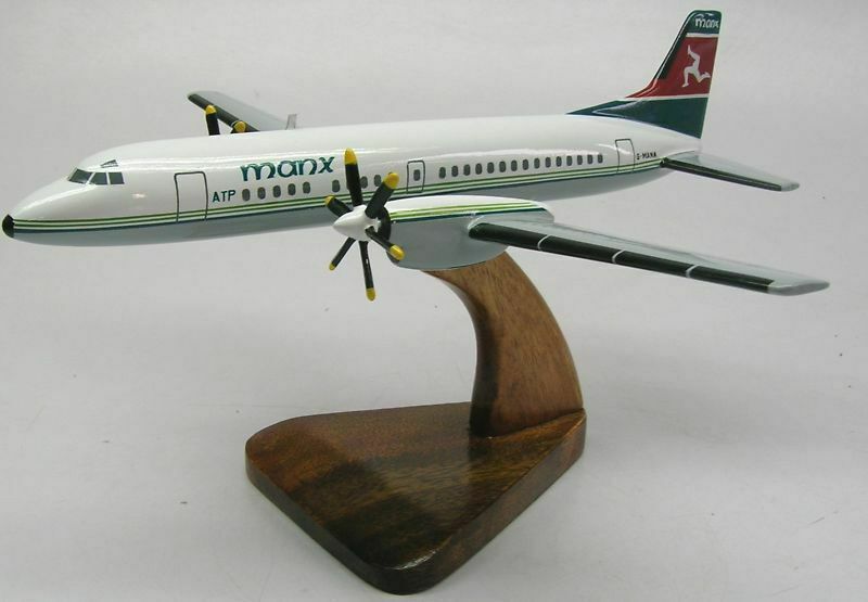 BAe ATP Manx Airlines Airplane Desktop Wood Model Replica Small New