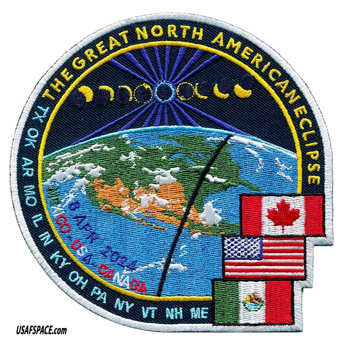 The Great North American Eclipse 2024-ORIGINAL Tim Gagnon-AB Emblem-SPACE PATCH