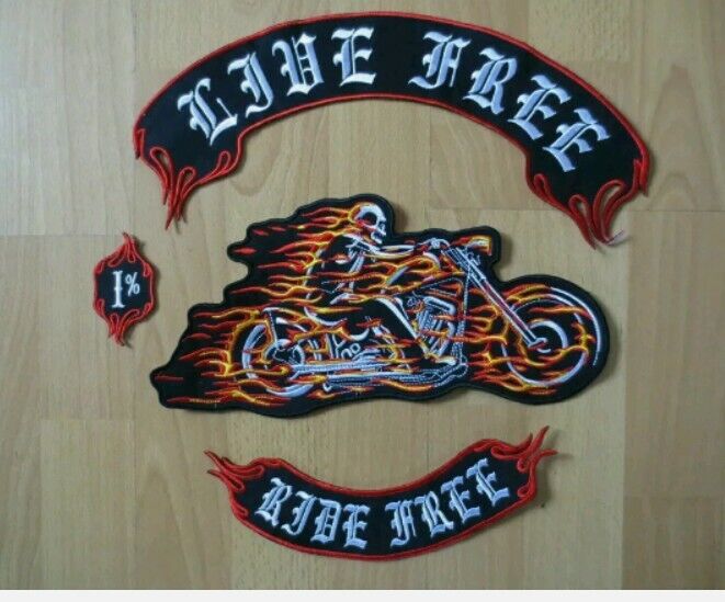 Huge Ride with flame 12'' inches large Embroidery Patches  MC RIDE FREE BEP16
