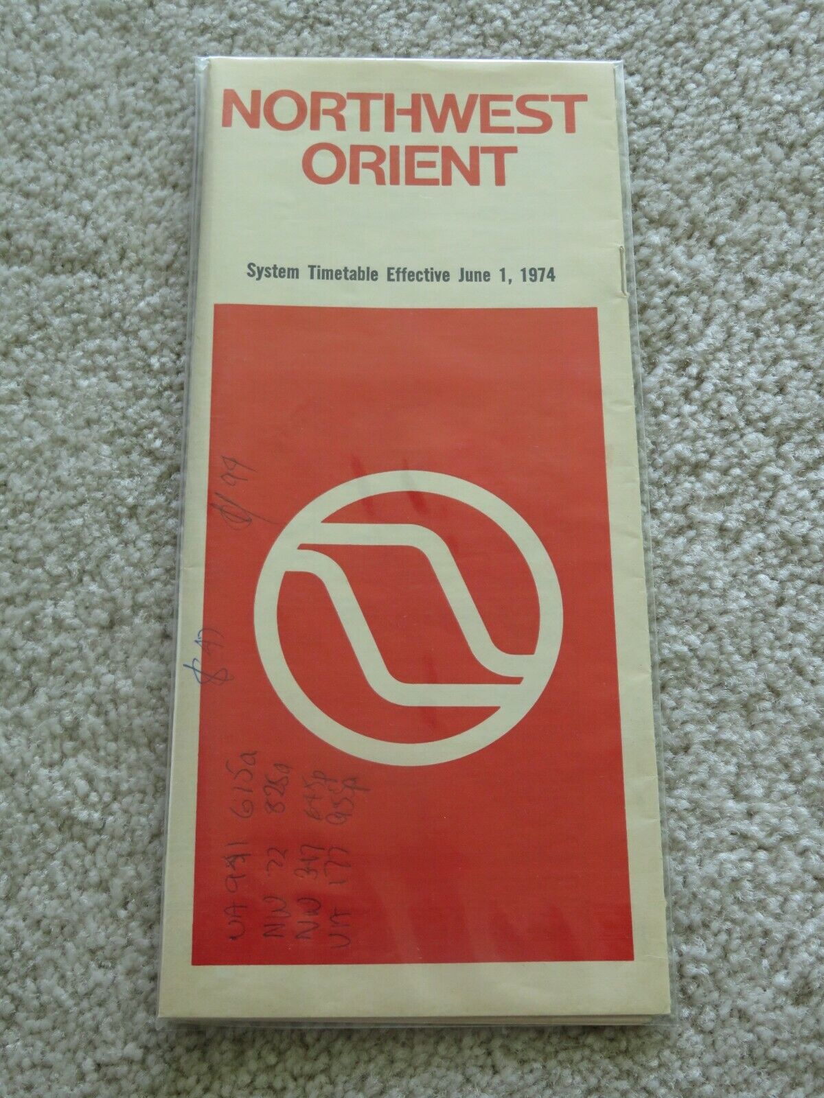 Northwest Orient Airlines Timetable  June 1, 1974 =