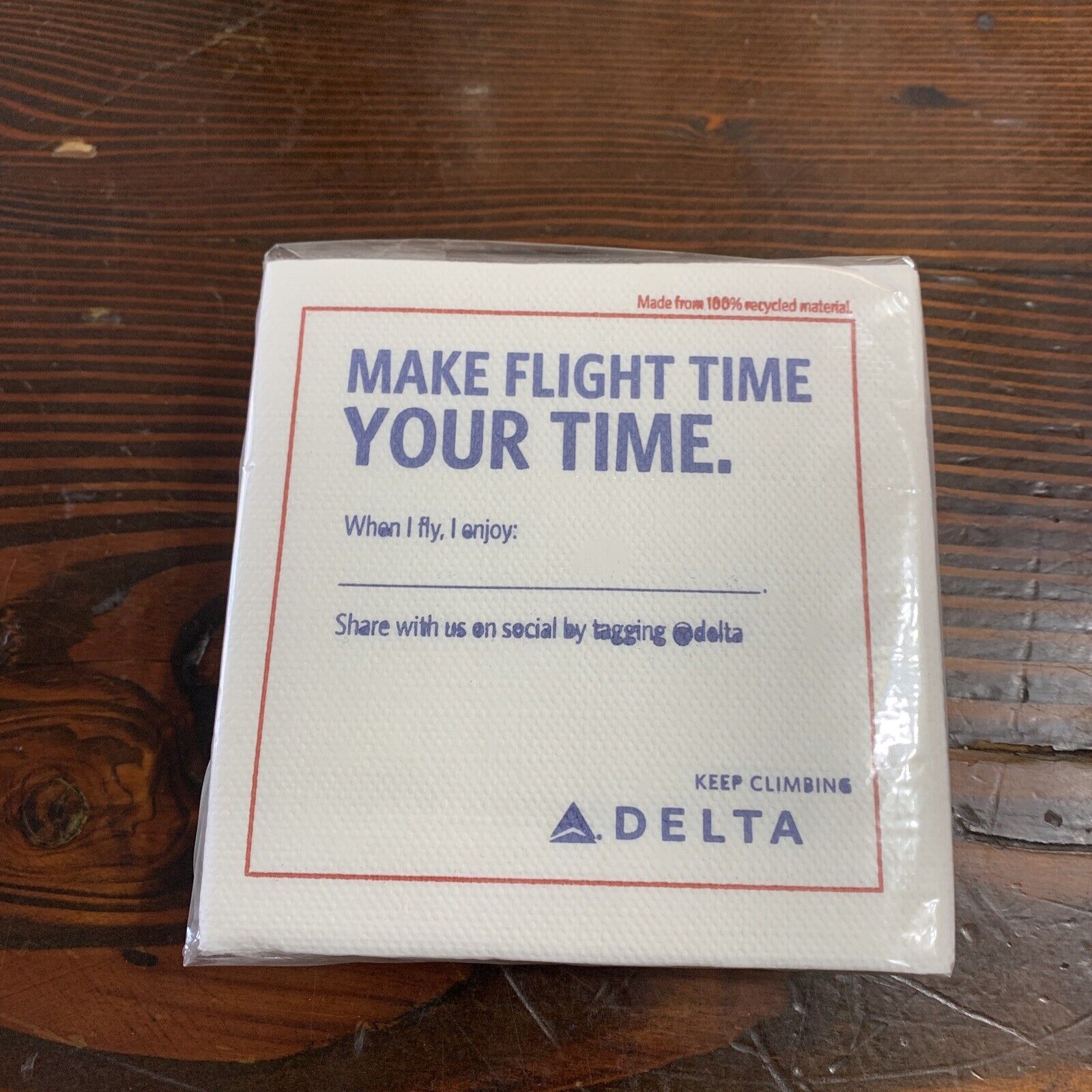 Delta Air Lines - Your Time Cocktail Napkins - NOS - Inflight Service