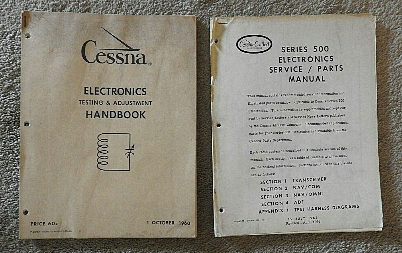 1960-1964 CESSNA 500 ELECTRONICS NAV COM OMNI ADF TESTING SERVICE MANUAL SET