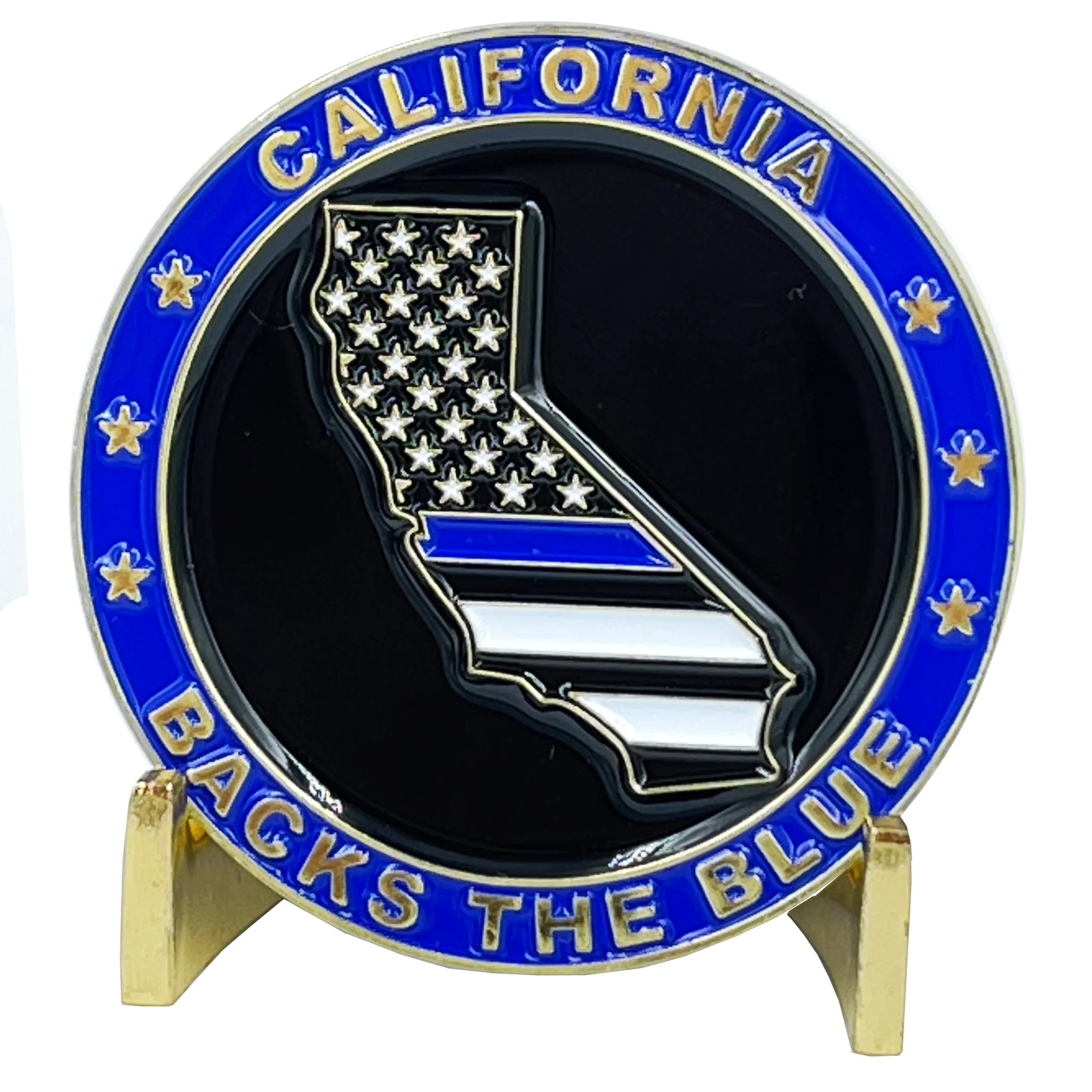 BL3-003 California BACKS THE BLUE Thin Blue Line Police Challenge Coin with free