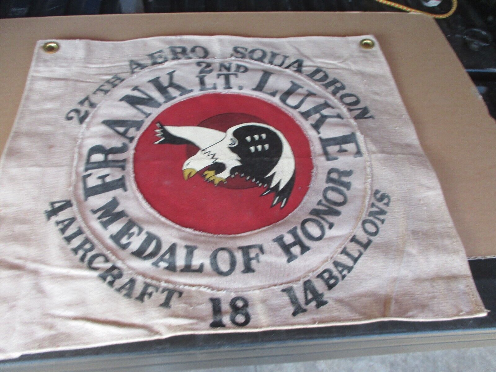 WWI USAS 2 ND LT FRANK LUKE MEDAL OF HONOR 27 TH AERO SQUADRON BARRACKS FLAG