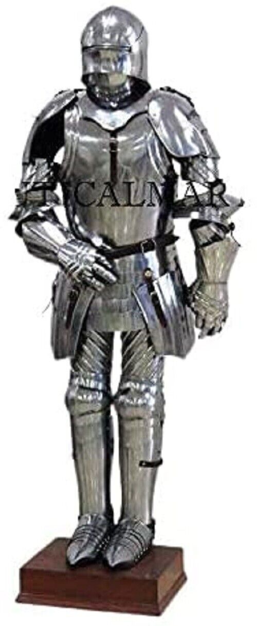 15th Century German Gothic Suit of Armor Wearable Halloween Costume Silver