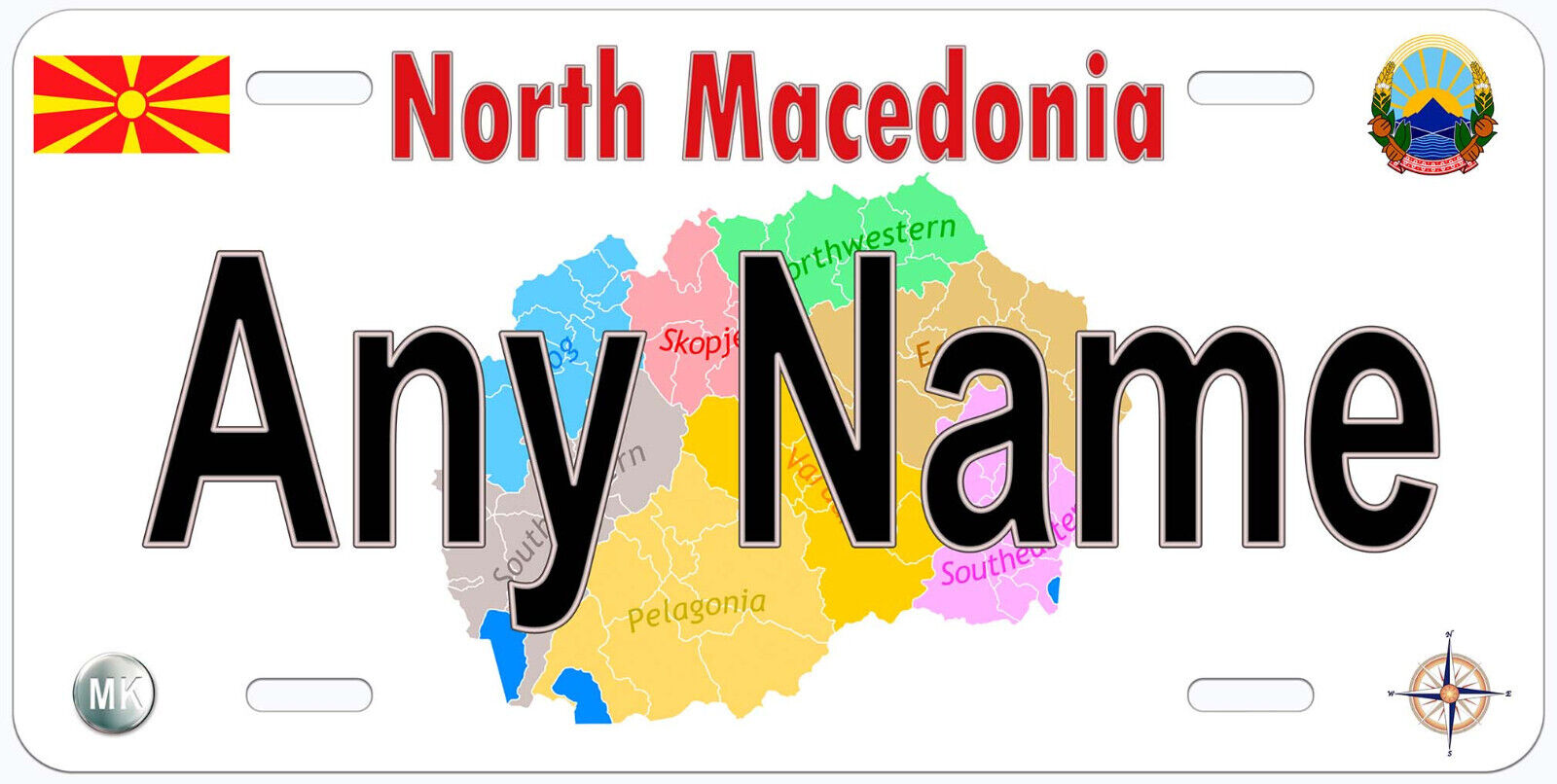 North Macedonia Europe Any Name Personalized Novelty Car License Plate
