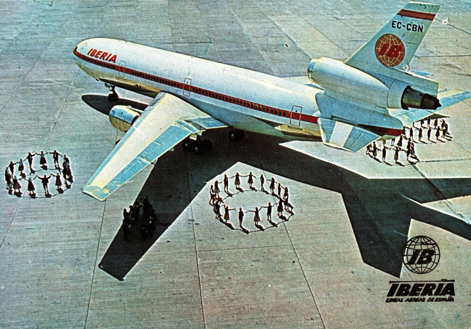 VINTAGE POSTCARD IBERIA AIRWAYS DC - 10/30 COSTA BRAVA MAILED FROM SPAIN 1976