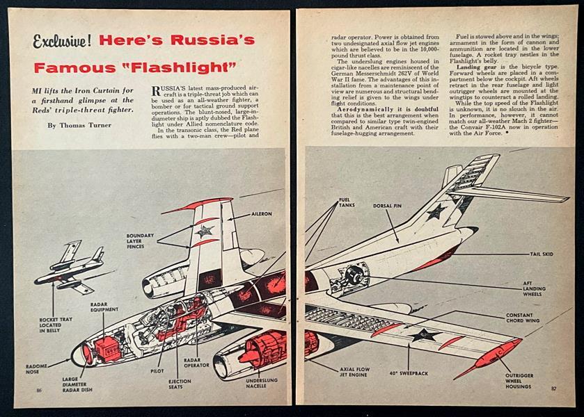 Tupolev TU-10 “Here’s Russia’s Famous Flashlight” 1957 cut-away graphic