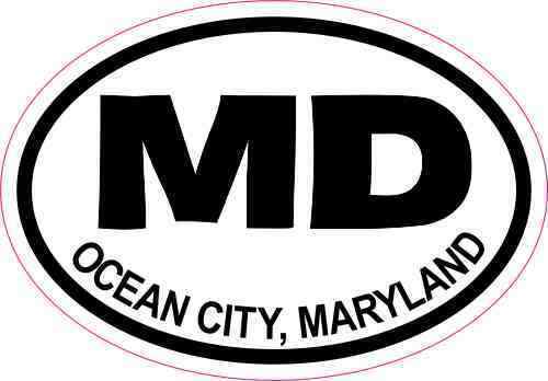 3X2 Oval MD Ocean City Maryland Sticker Travel Luggage Car Bumper Cup Stickers
