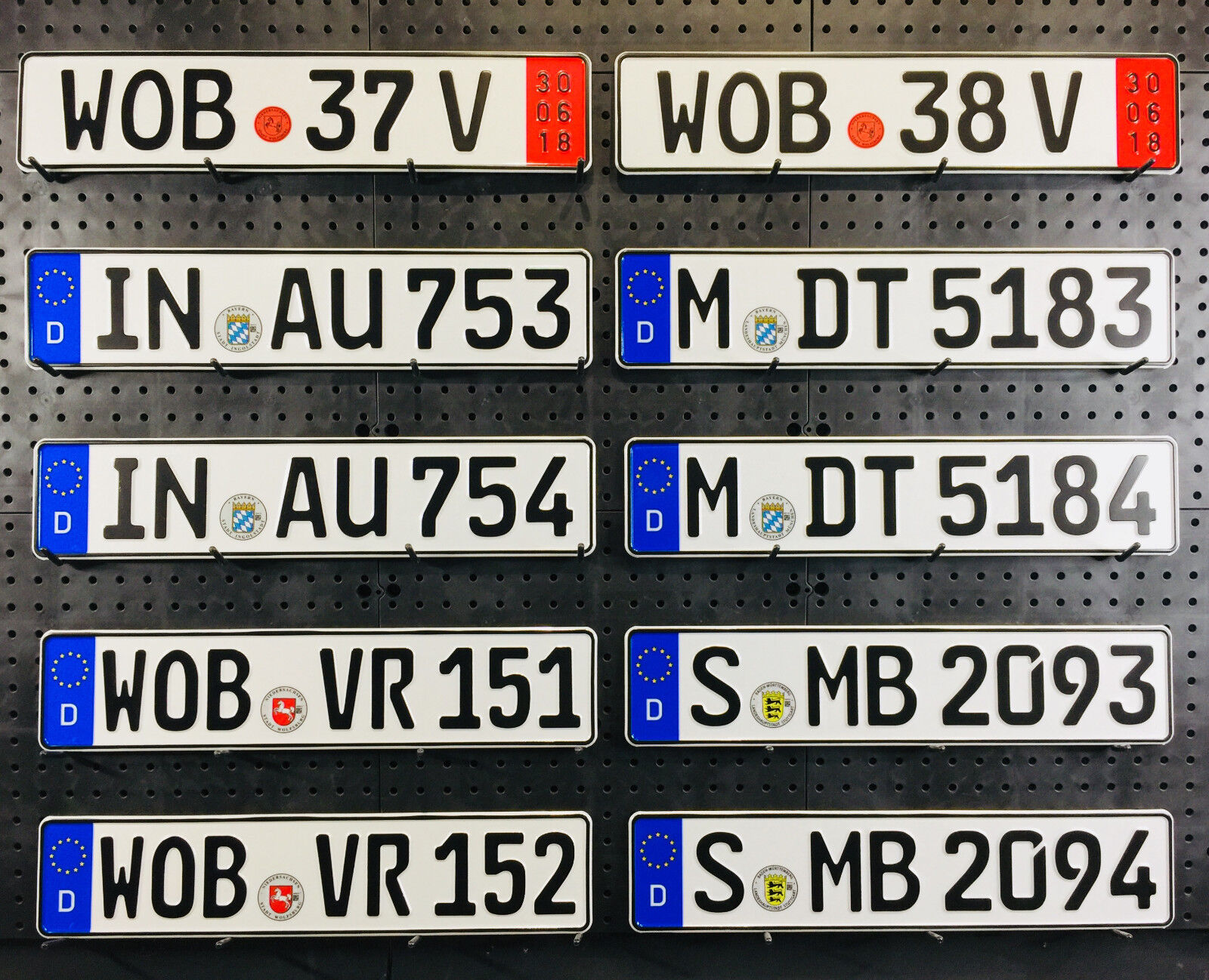 NEW European German License Plates for BMW, VW, Audi, and Mercedes Lot of 12