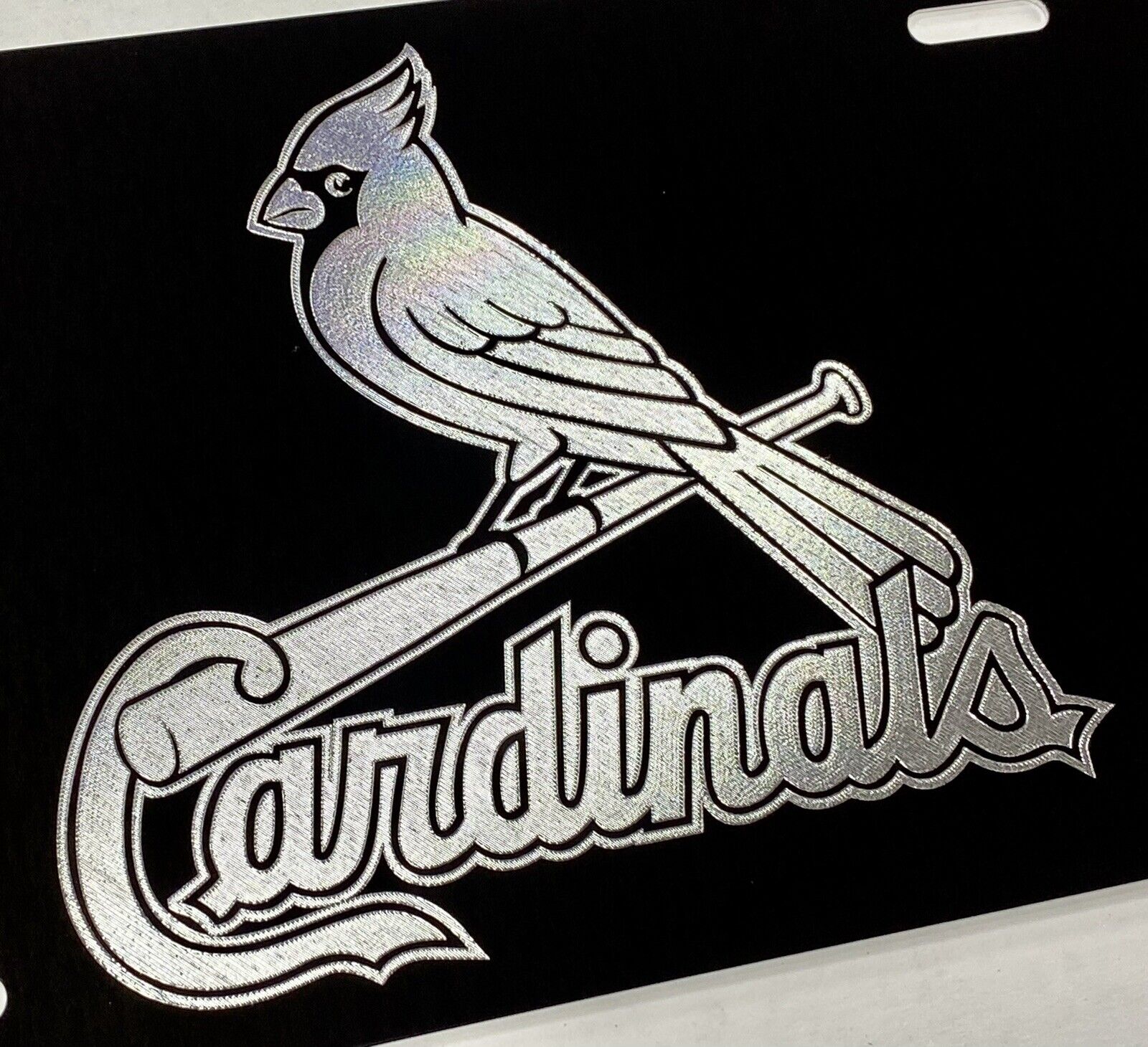 Engraved St. Louis Cardinals Car Tag Diamond Etched Black Metal License Plate