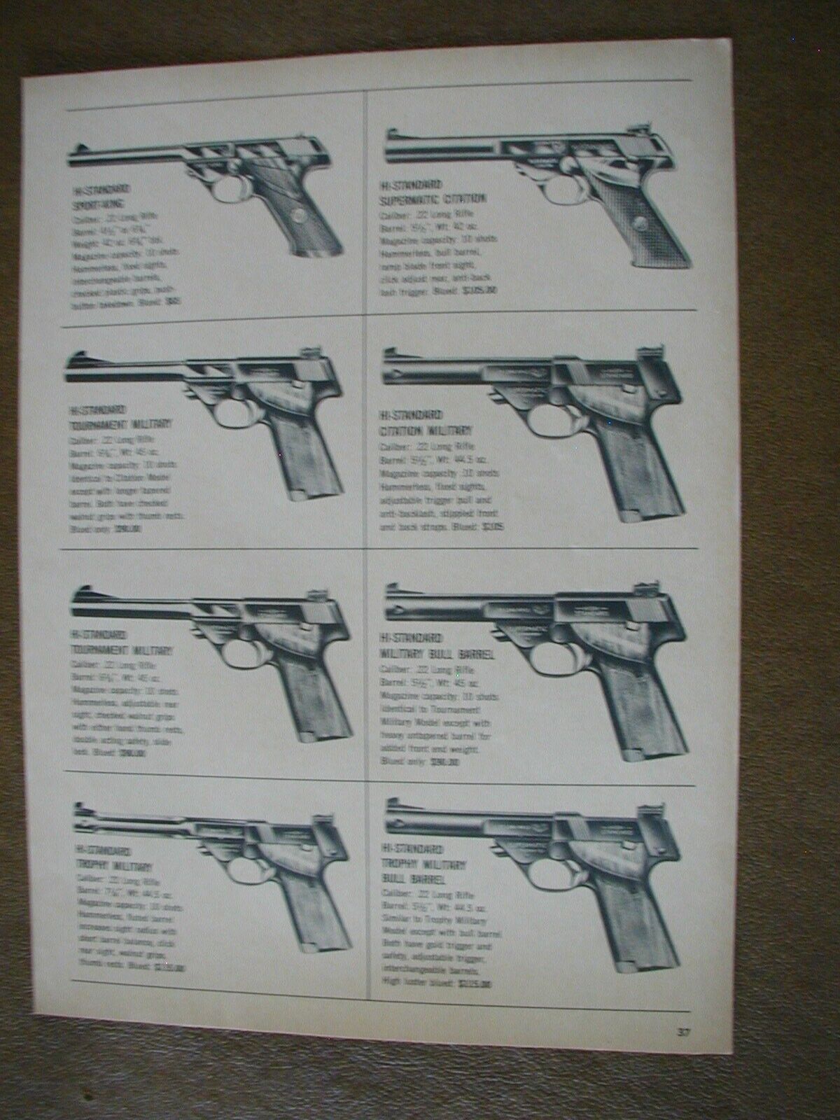 1969 Pistols Hi-Standard, Browning various models 2 page Vintage PRINT AD 6337