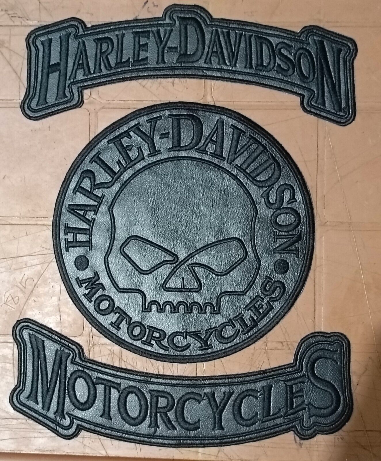 Harley Davidson black on artificial leather Rockers and Willie G. Skull Patch