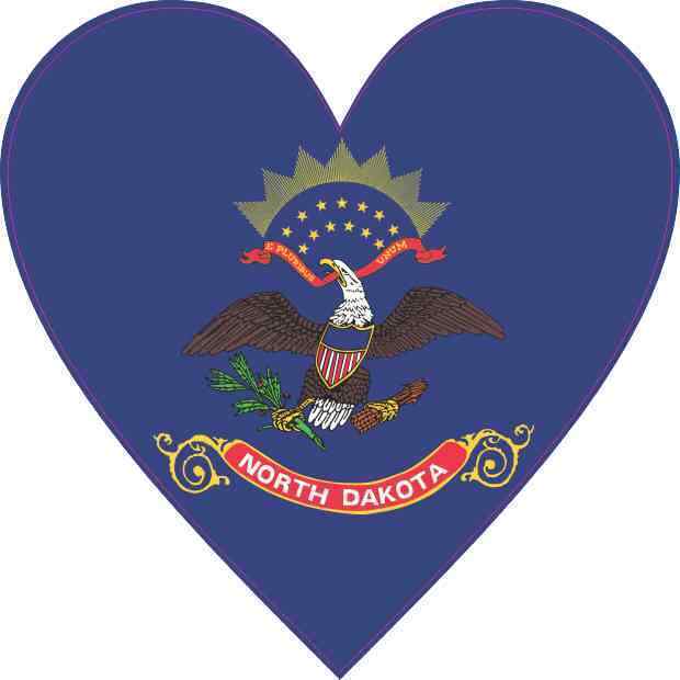 4X4 North Dakota Flag Heart Sticker Vinyl State Cup Decal Car Bumper Stickers