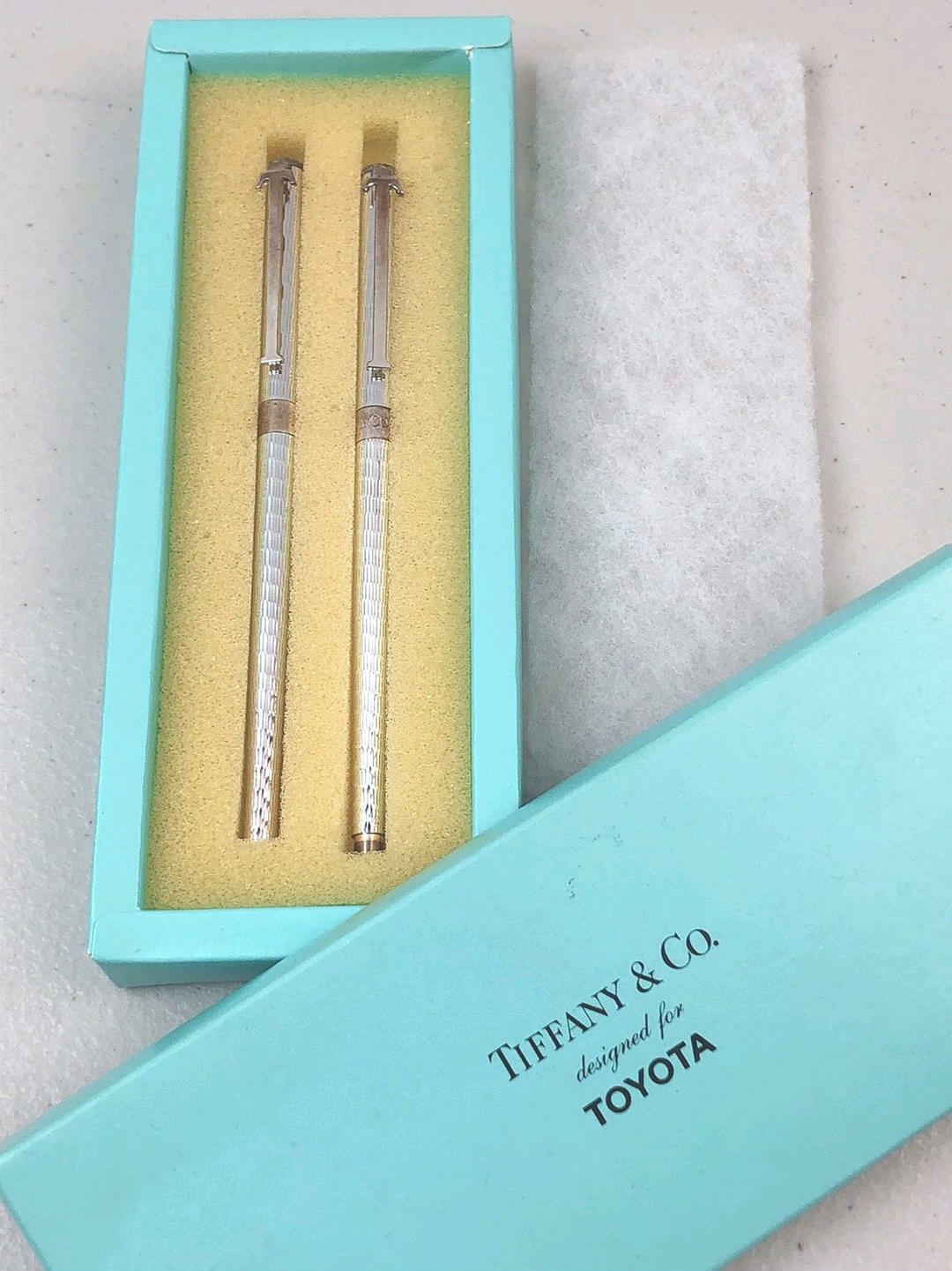 Tiffany & Co. Ballpoint Pen & Mechanical Pencil Set in Box TOYOTA Promo Gift