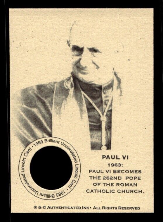 #NS0129 PAUL VI 1963 Coin Collector Oddball Card 
