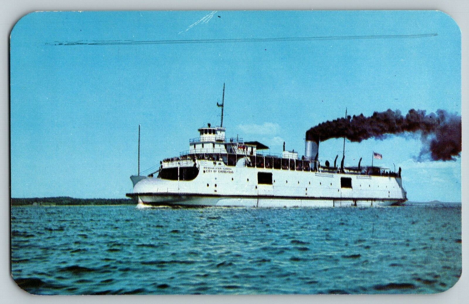 Postcard MI SS City of Cheboygan Ferry St. Ignace to Mackinac City, Michigan
