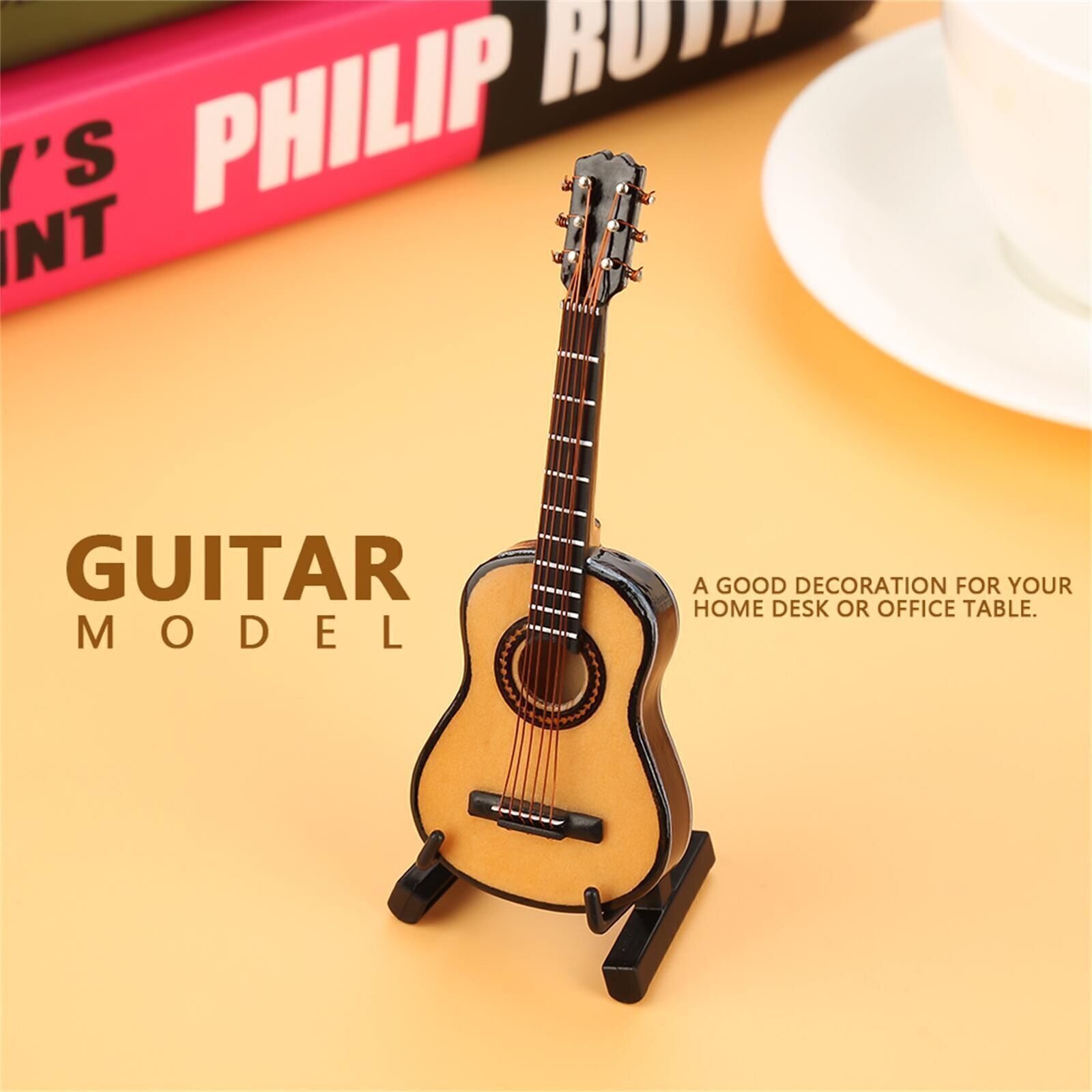 Miniature Wooden Guitar Model Display Mini Musical Ornaments Craft Home Decor