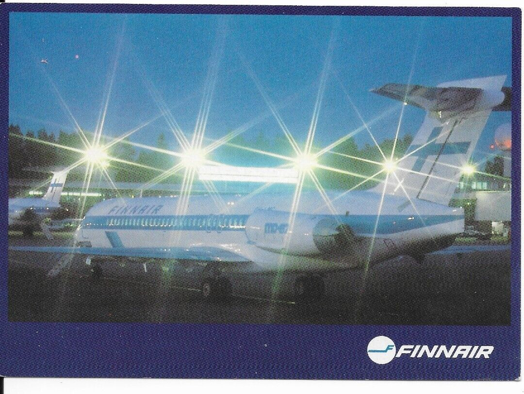 FINNAIR, McDonnell Douglas MD87 Under Lights, Airline issue Postcard