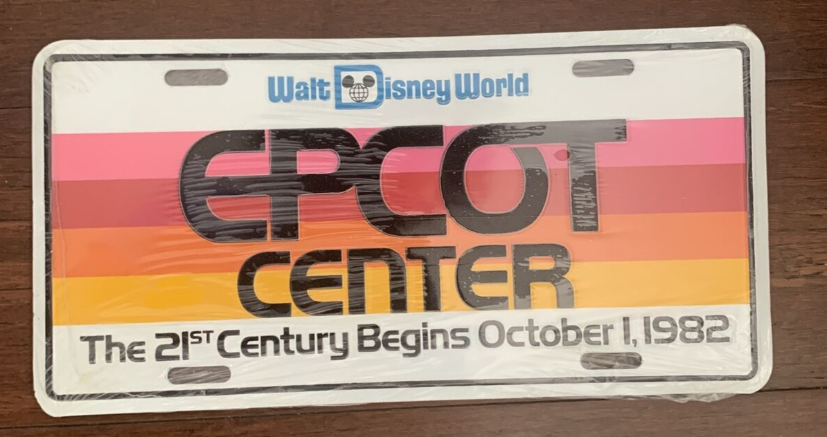 VTG New Walt Disney World Epcot Center 21st Century Begins License Plate SEALED