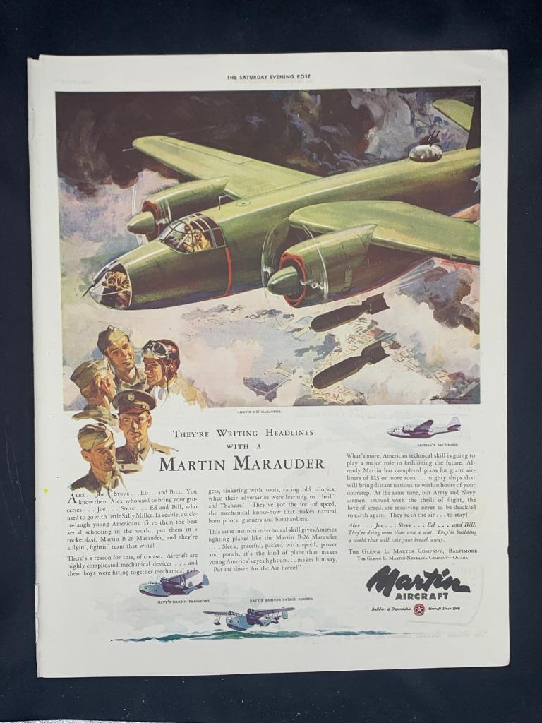Magazine Ad* - 1943 - Martin Aircraft - WW 2 - B-26 Marauder