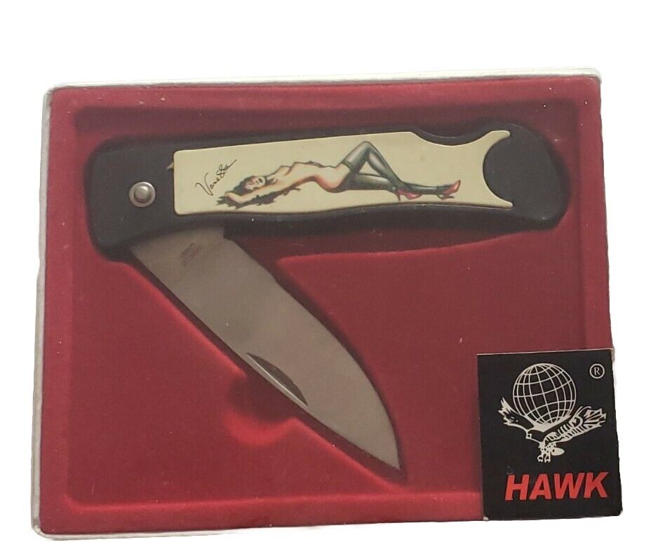 Vintage Hawk Pocket Knife With Naked Pin-Up Lady