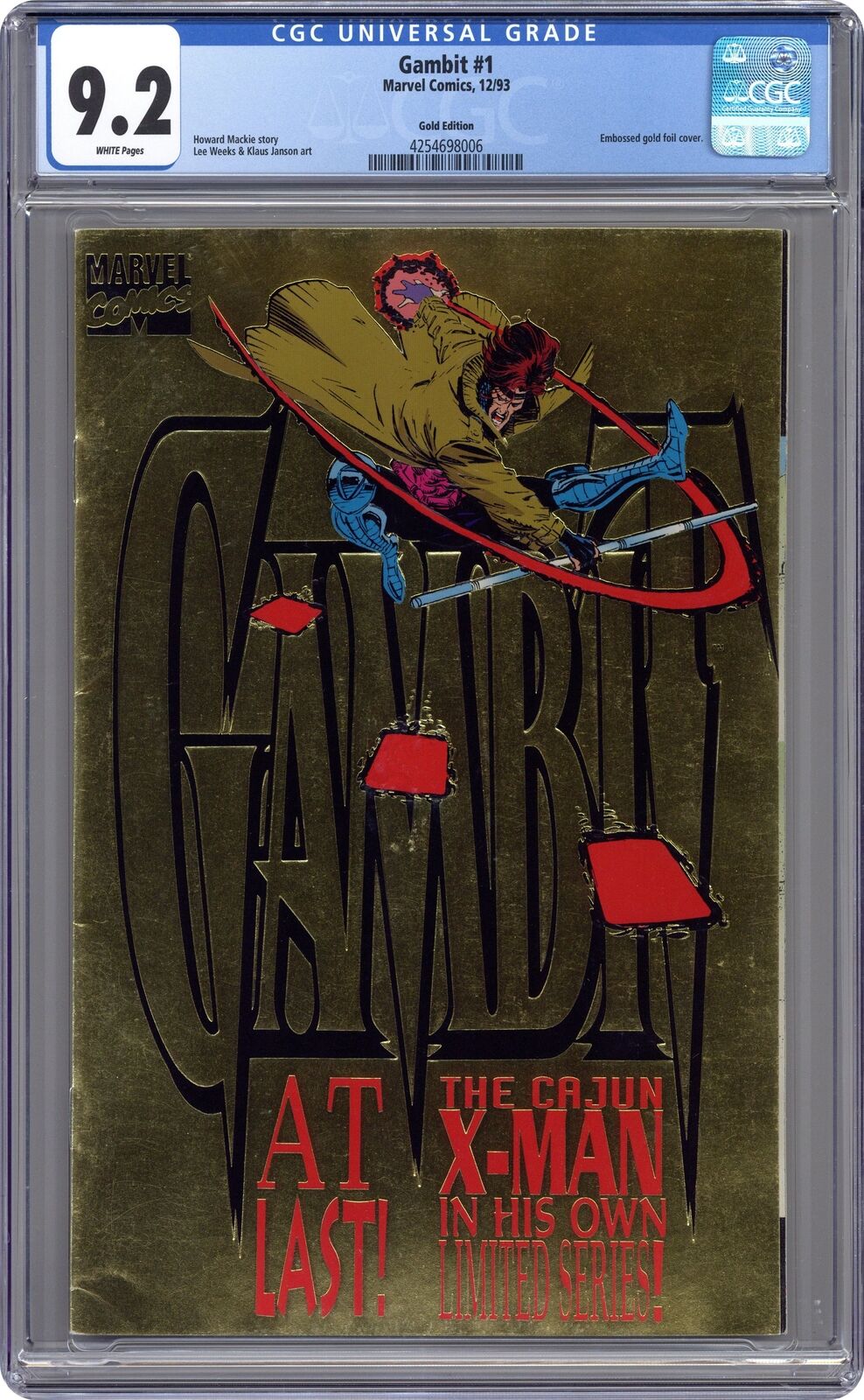Gambit #1 Gold on Gold Variant CGC 9.2 1993 4254698006