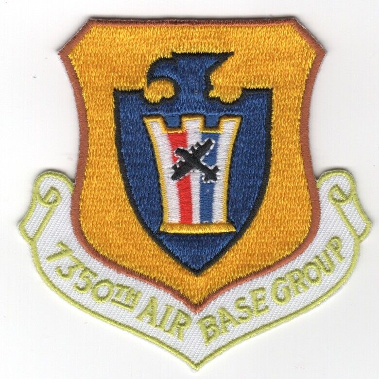 AIR FORCE 7350TH AIR BASE GROUP CREST MILITARY EMBROIDERED JACKET PATCH