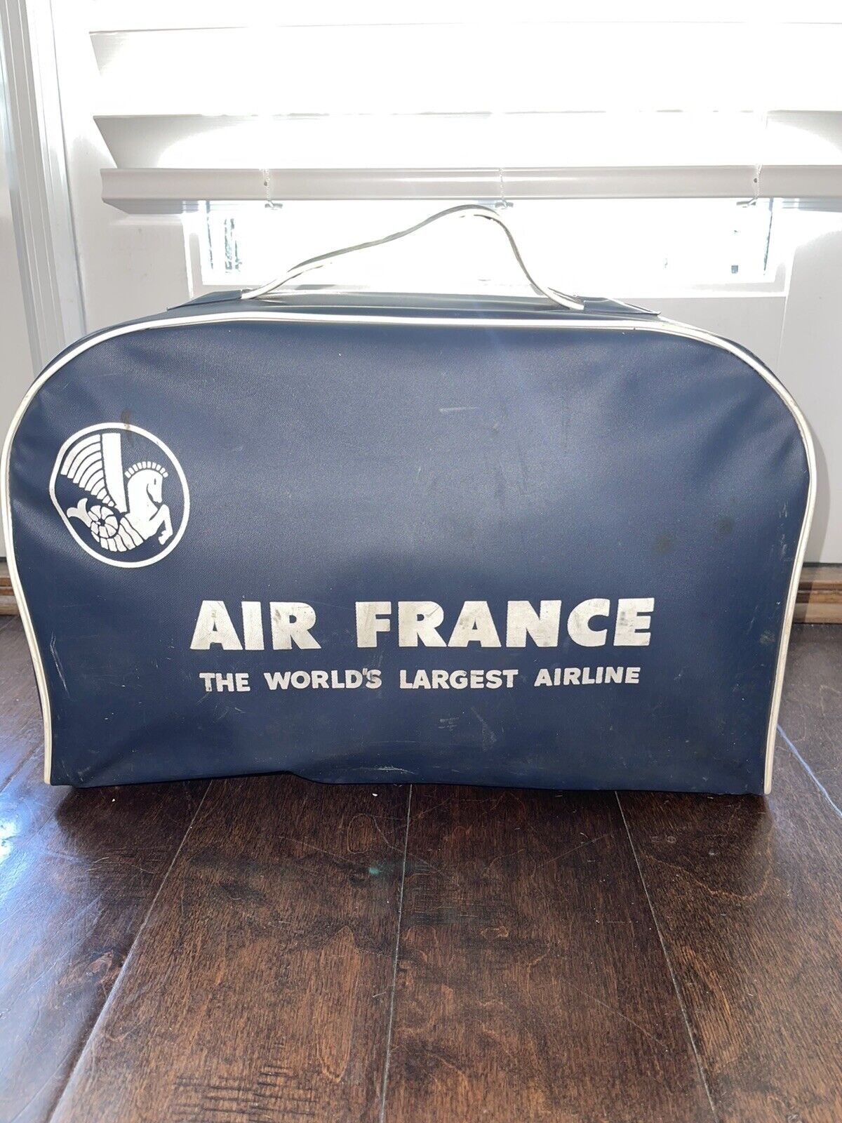 Vintage Air France Carry On Suitcase Blue Vinyl 11\