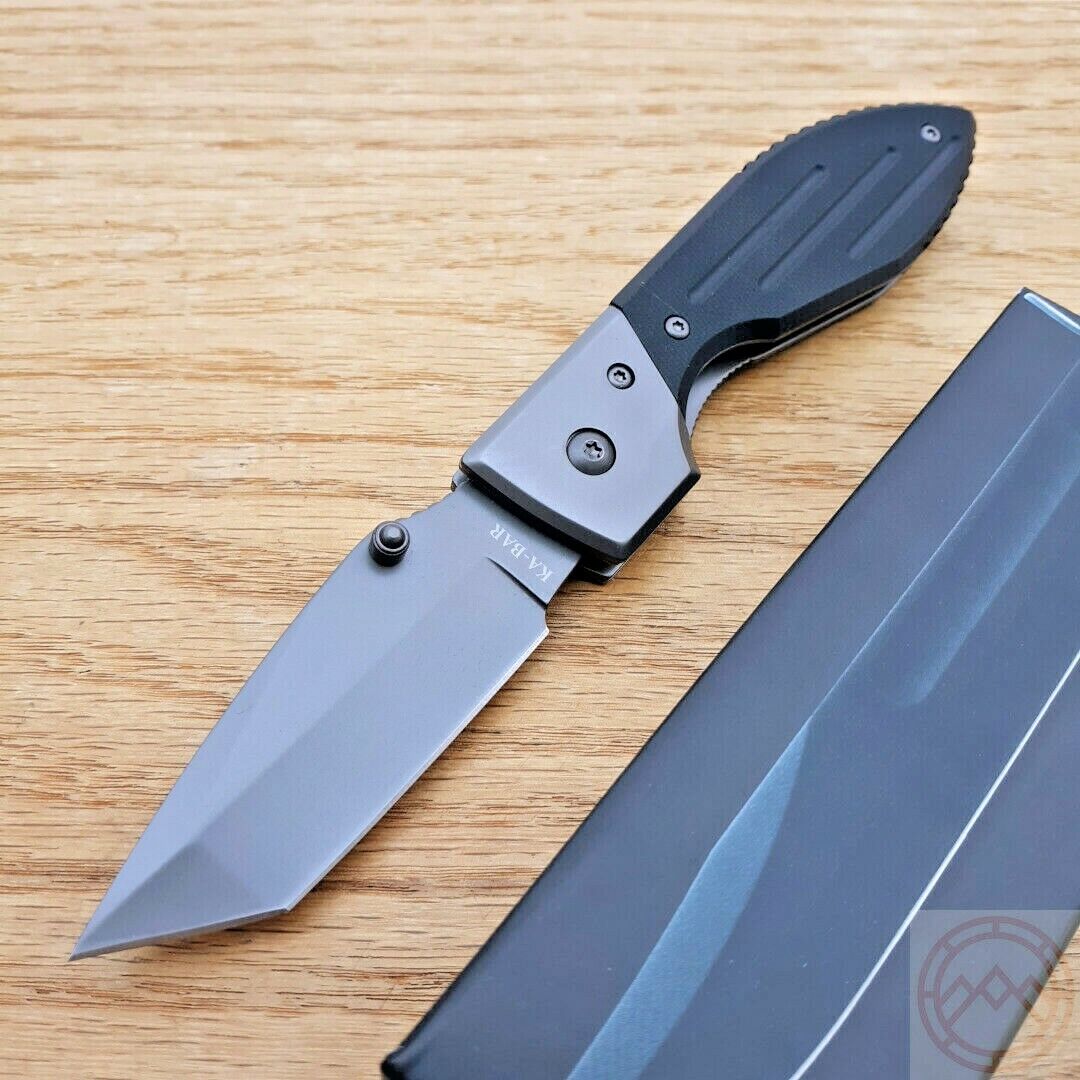 KABAR Warthog Knife 3Cr13 Stainless Steel Black Tanto Blade and Black G10 Handle