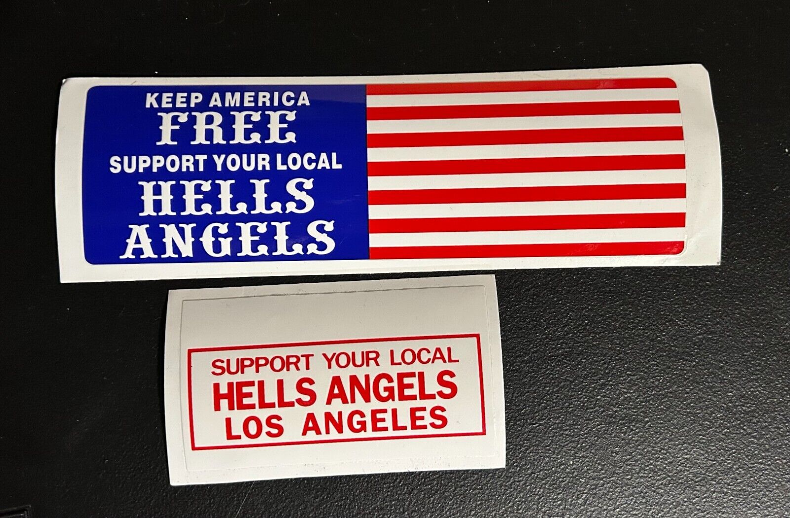 RARE HELLS ANGELS FREEDOM AND ULTRA RARE LOS ANGELES NOS SUPPORT STICKERS
