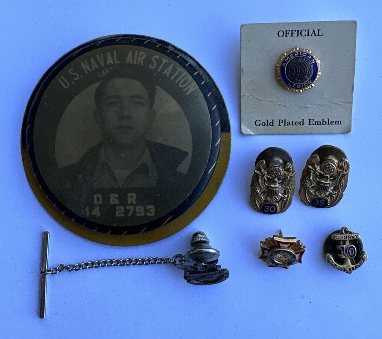 Vintage I.D. Badge Pin & More LOT Of 7 US Navy Militaria Pins