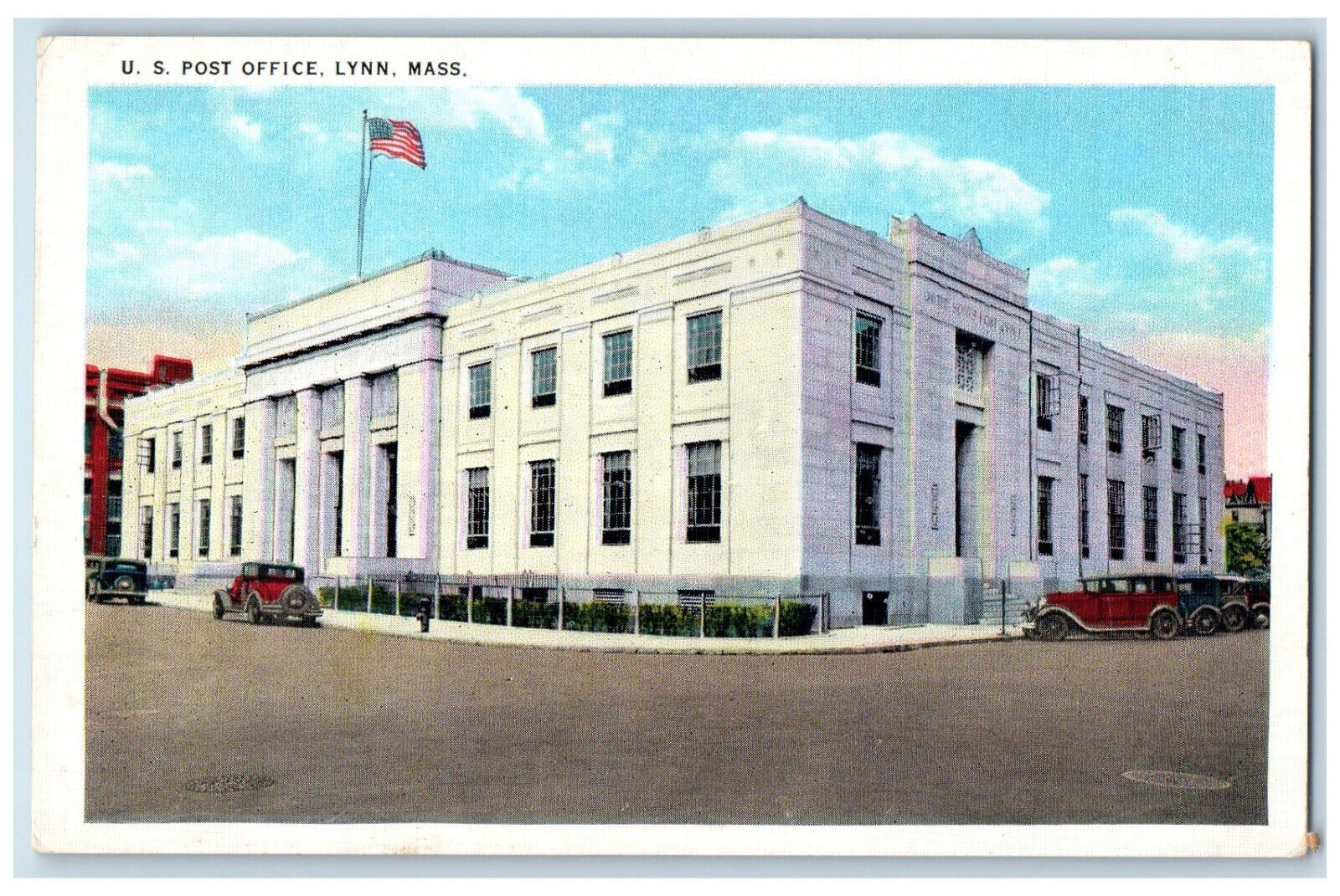 c1930\'s U.S. Flag Post Office Lynn Massachusetts MA Vintage Postcard