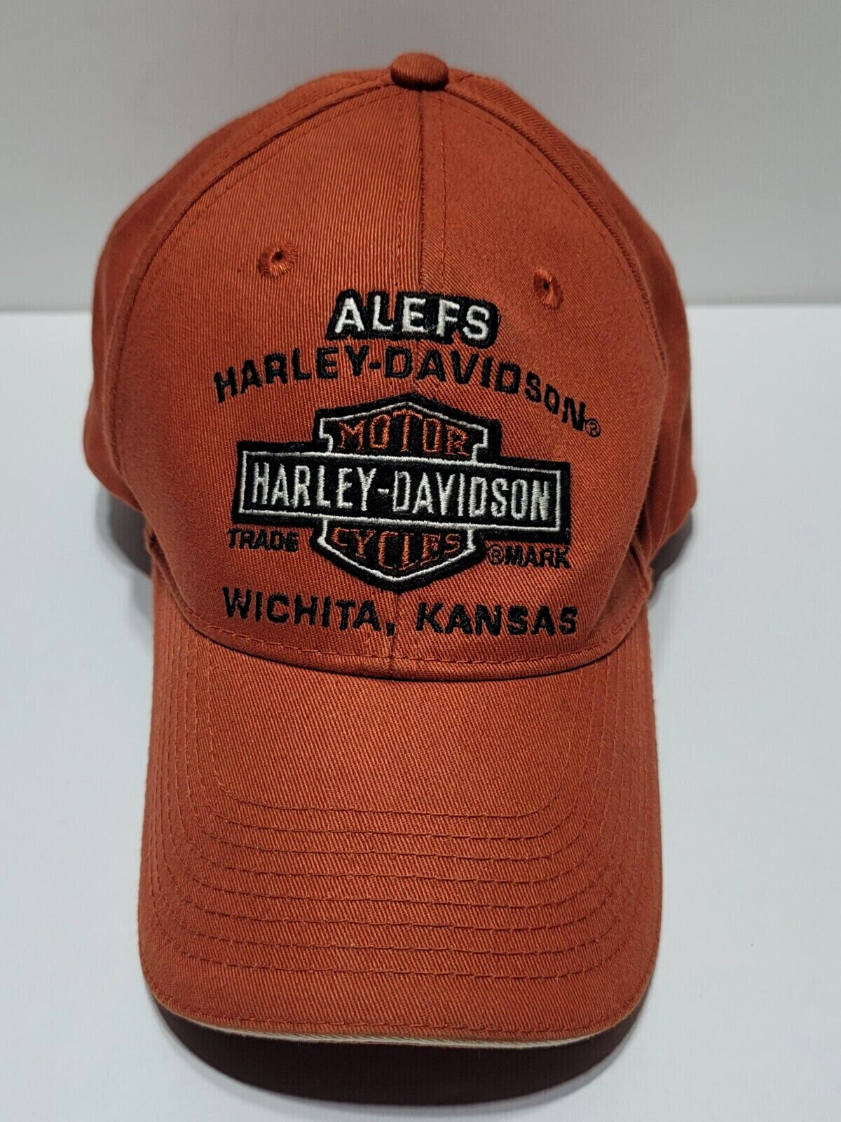 Harley Davidson Wichita Kansas Motorcycle Trucker Rust Color Hat OSFA