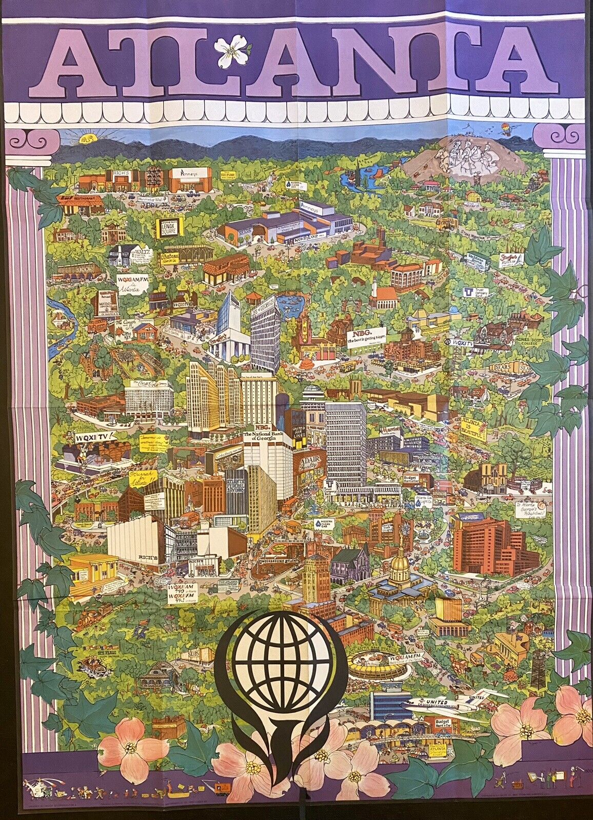 1972 Trans Continental Cartographers Pictorial Map of Atlanta, Georgia
