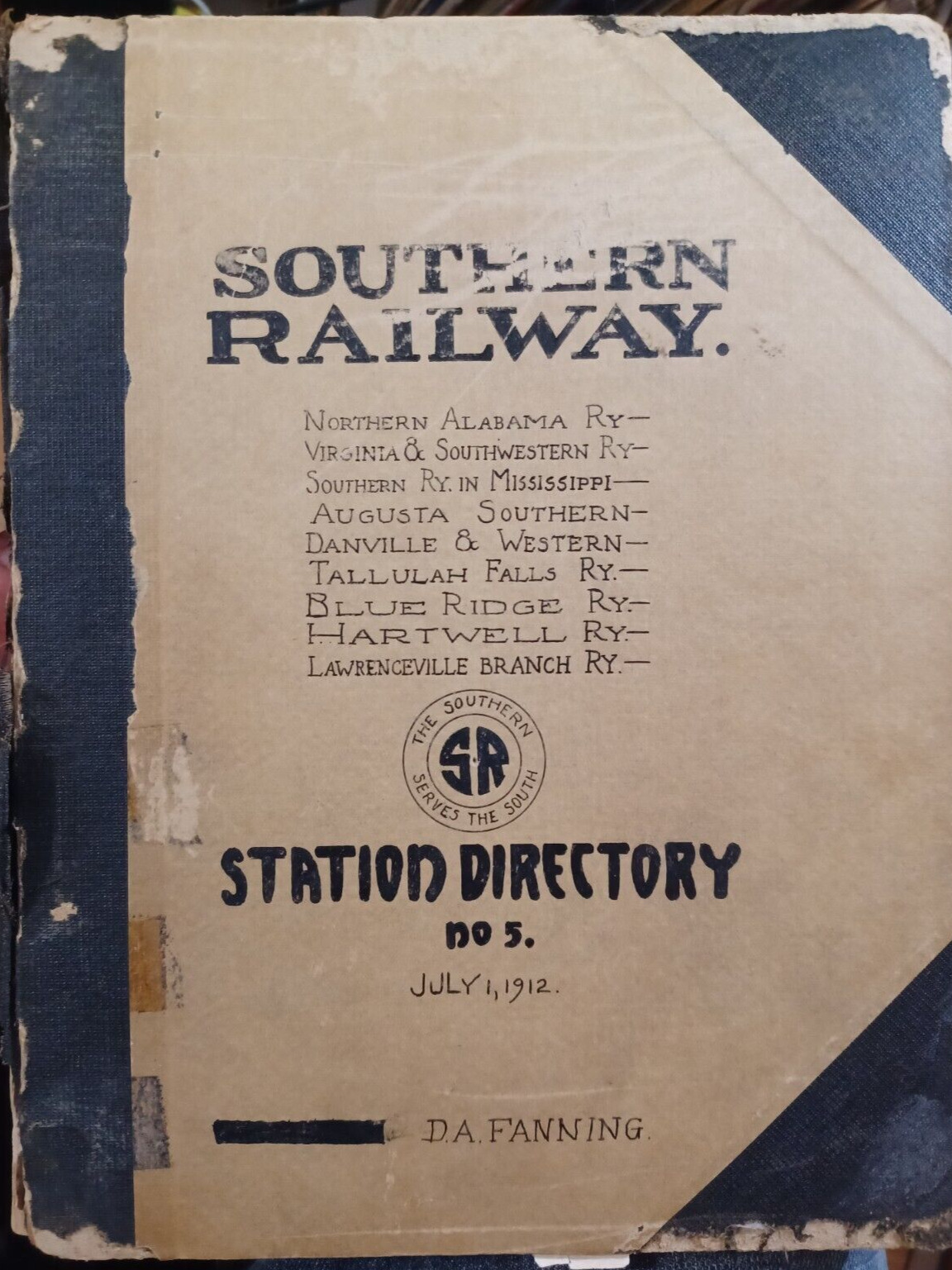 1912 Southern Railway Station Directory, Rare, South, poor cond, GA NC AL MS VA