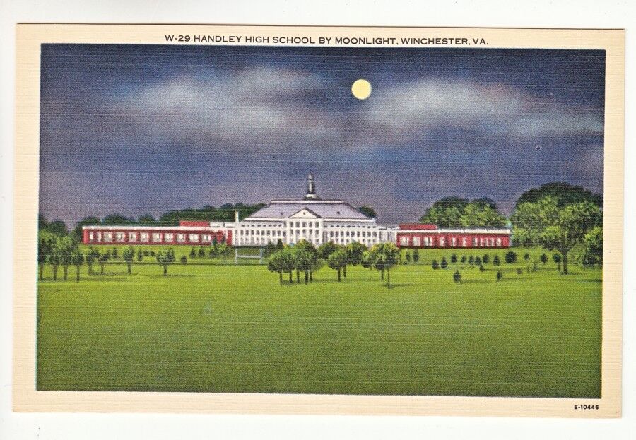 Postcard: Handley High School, Winchester, VA - Night View