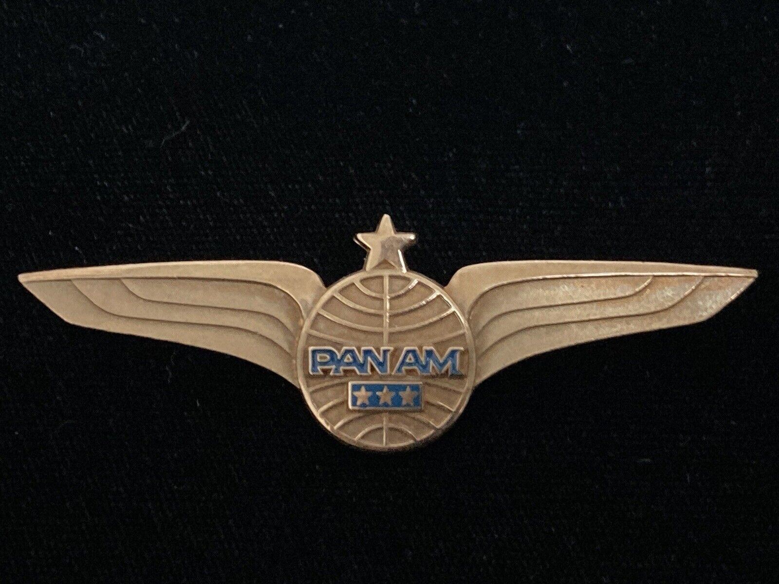 Pan Am Airlines Senior Pilot Wings 1980’s Three Stars