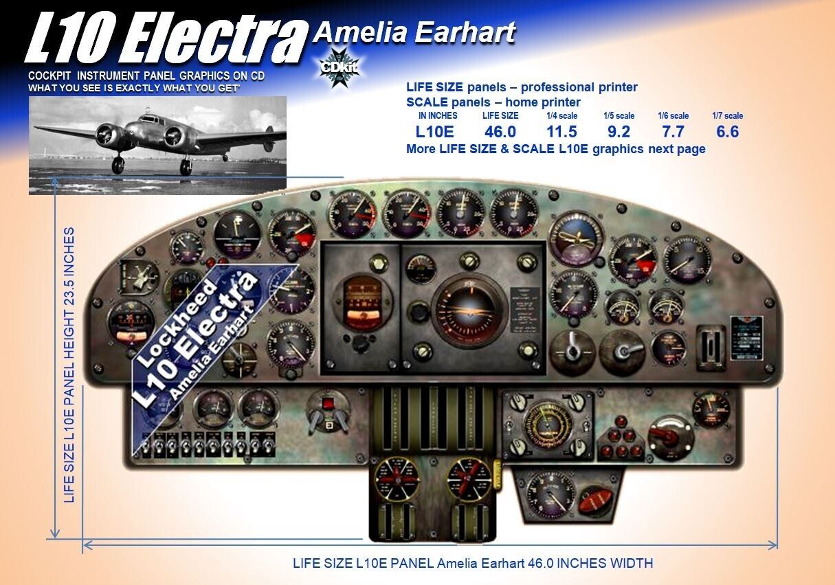 LOCKHEED ELECTRA Amelia Earhart instrument panel CDkit
