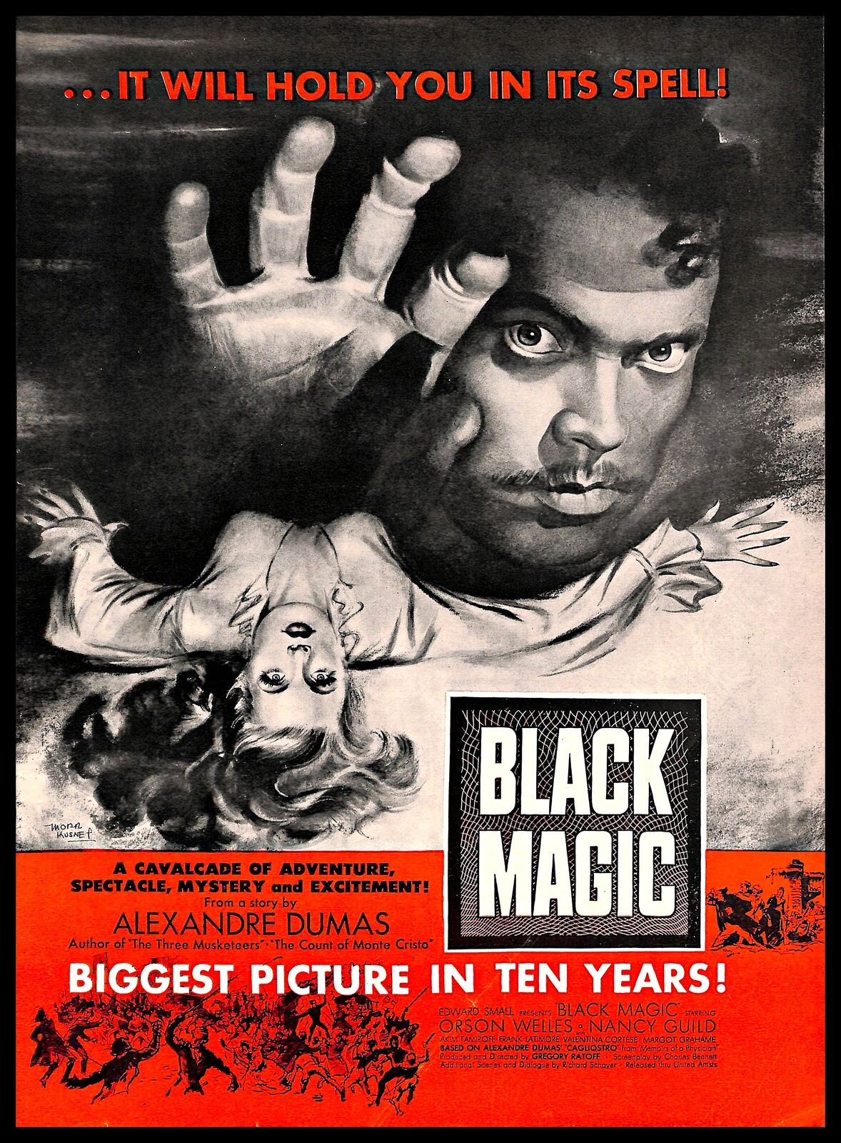 1949 Black Magic Movie Vintage PRINT AD Cinema Art Illustration Alexandre Dumas 