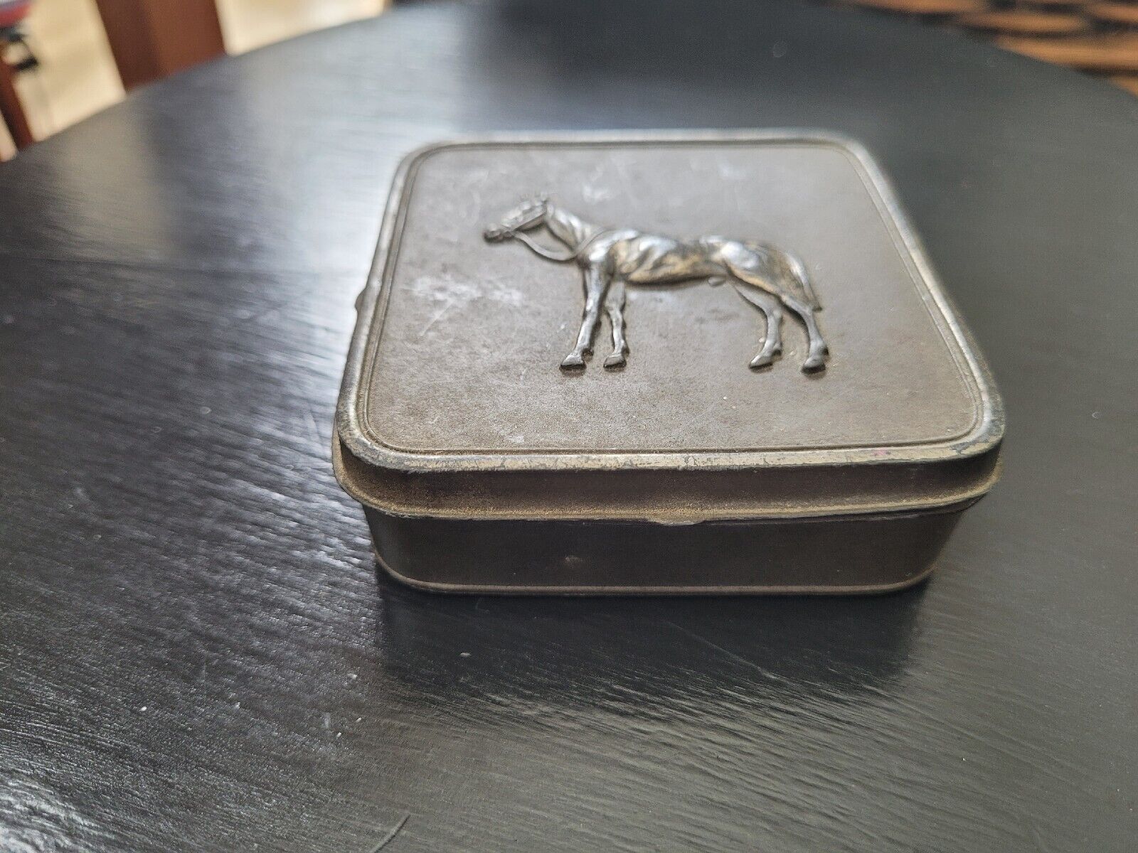 Vintage ASA Metal Horse Ashtrays With Metal Case Made In Japan Used