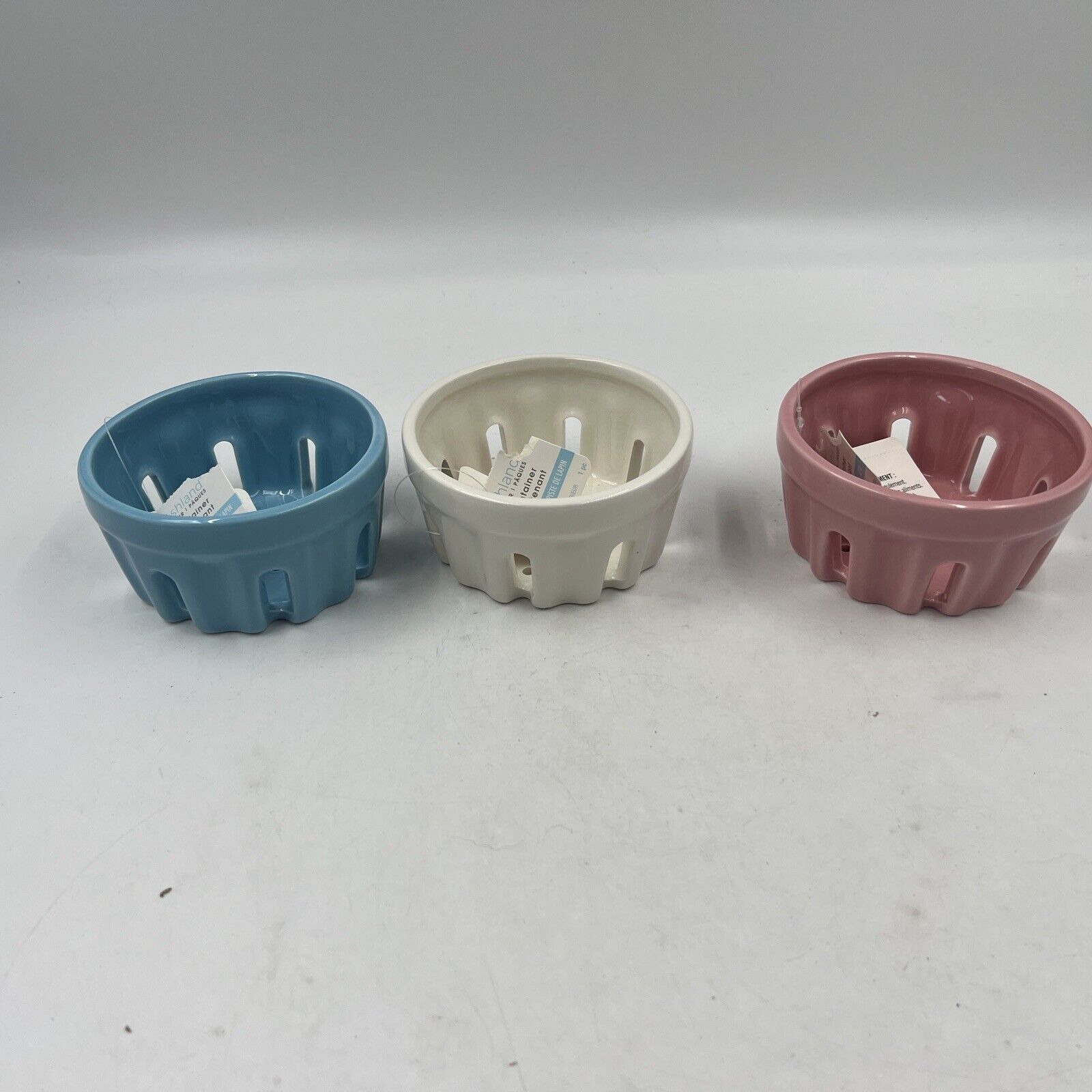 Ashland Ceramic 4.5x2.5in Blue, Pink & White Container Set CC01B32005