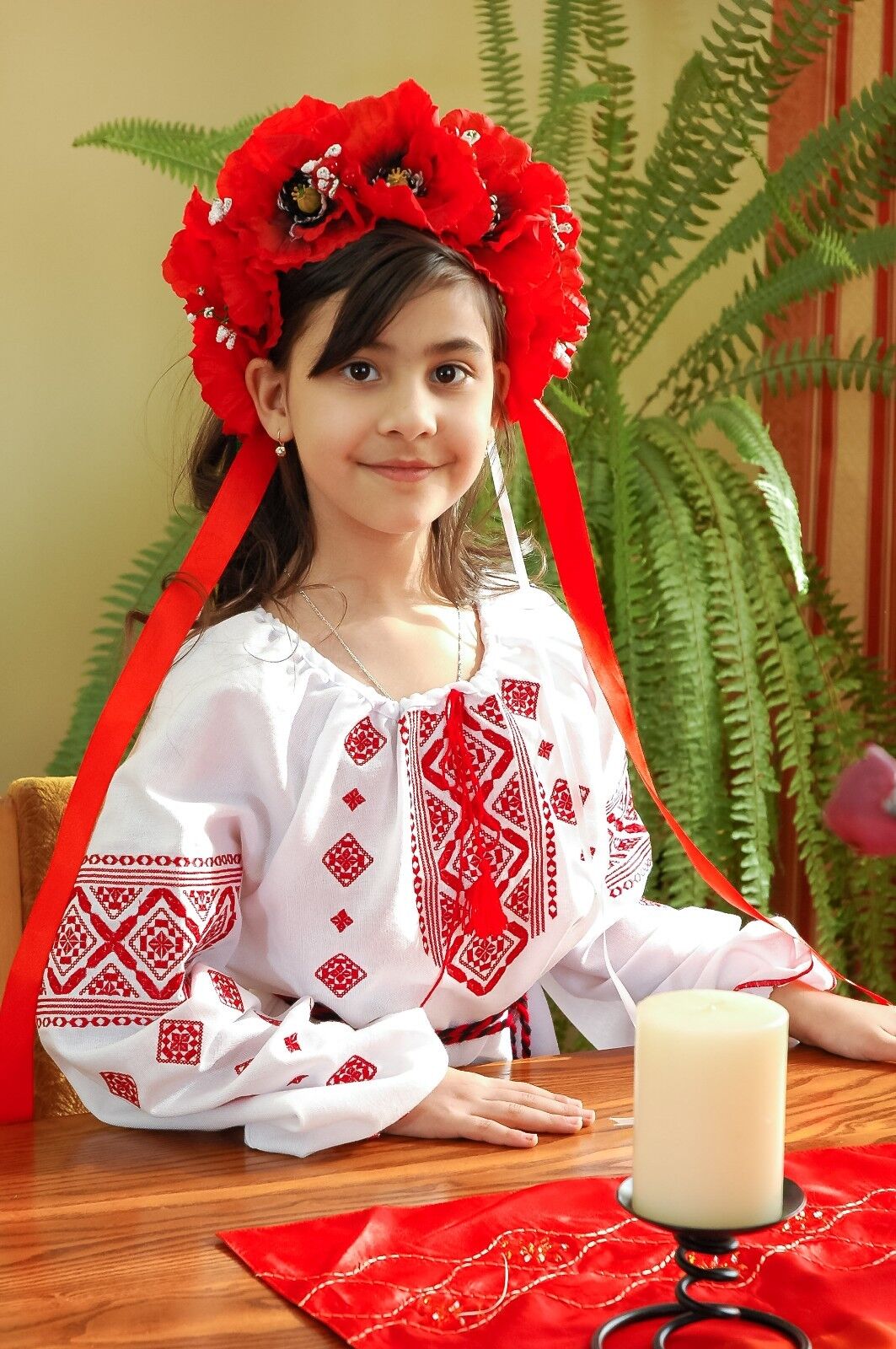 Ukrainian embroidered traditional blouse or dress for girls, ladies, vyshyvanka