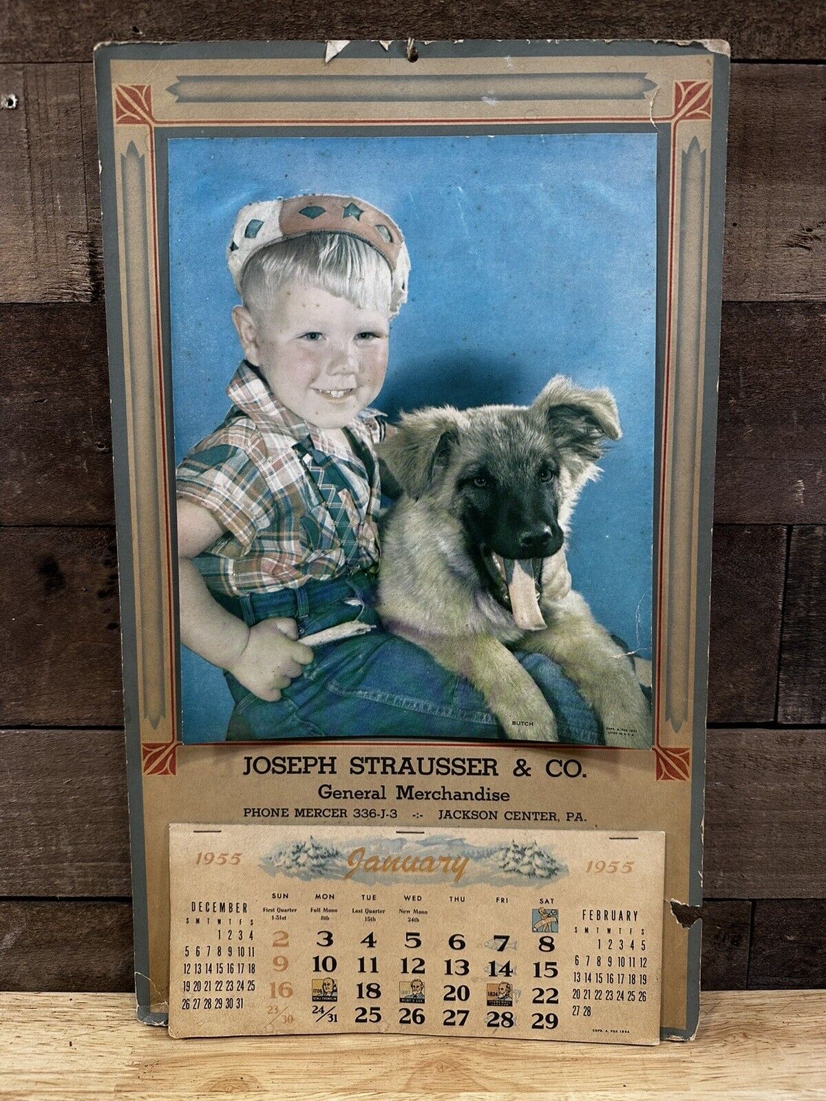 Vintage 1955 Joseph Strausser & Co. “General Merchandise” Calendar